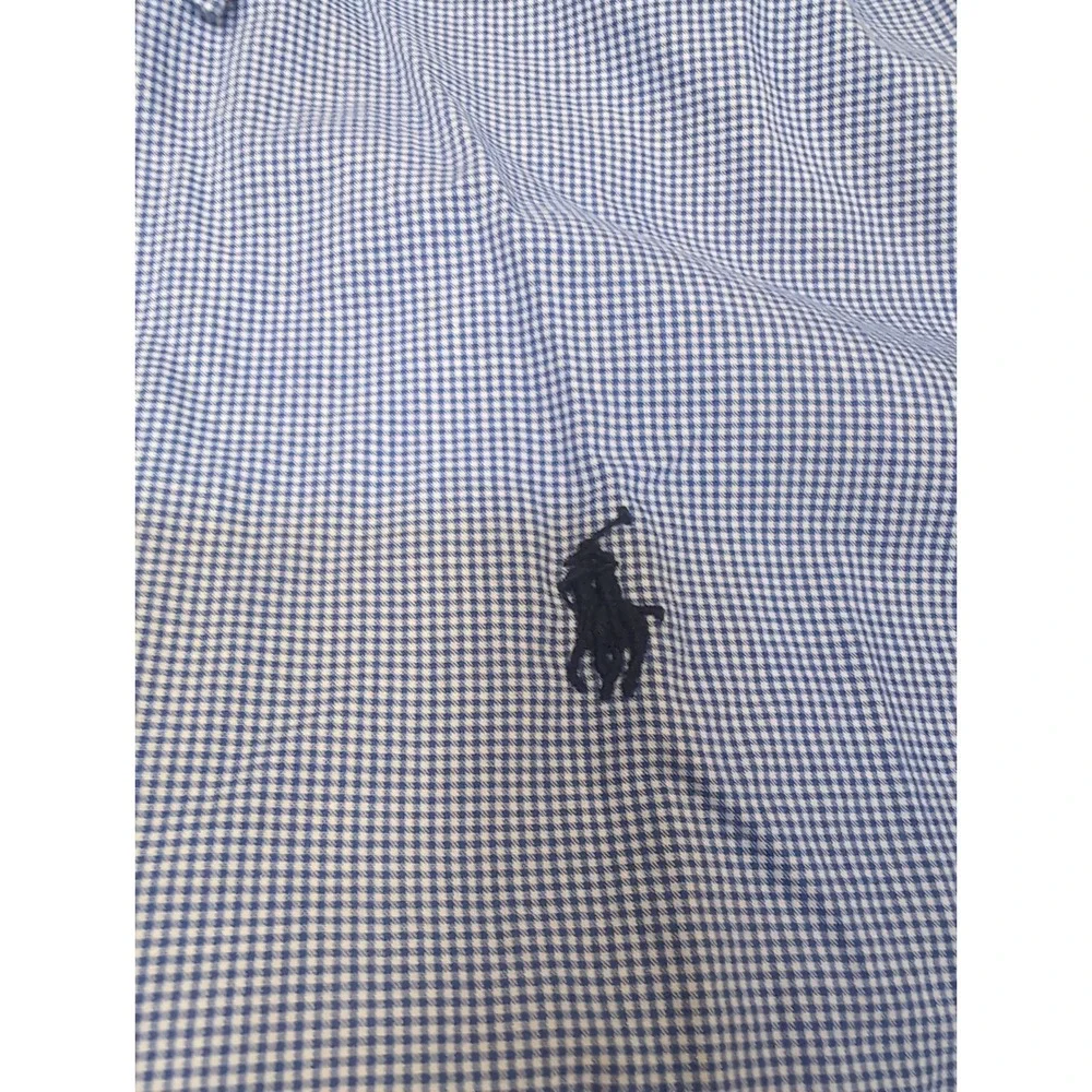 Ralph Lauren Kids Blue Gingham Check Button‎ Shirt Long Sleeve Polo Pony L 16